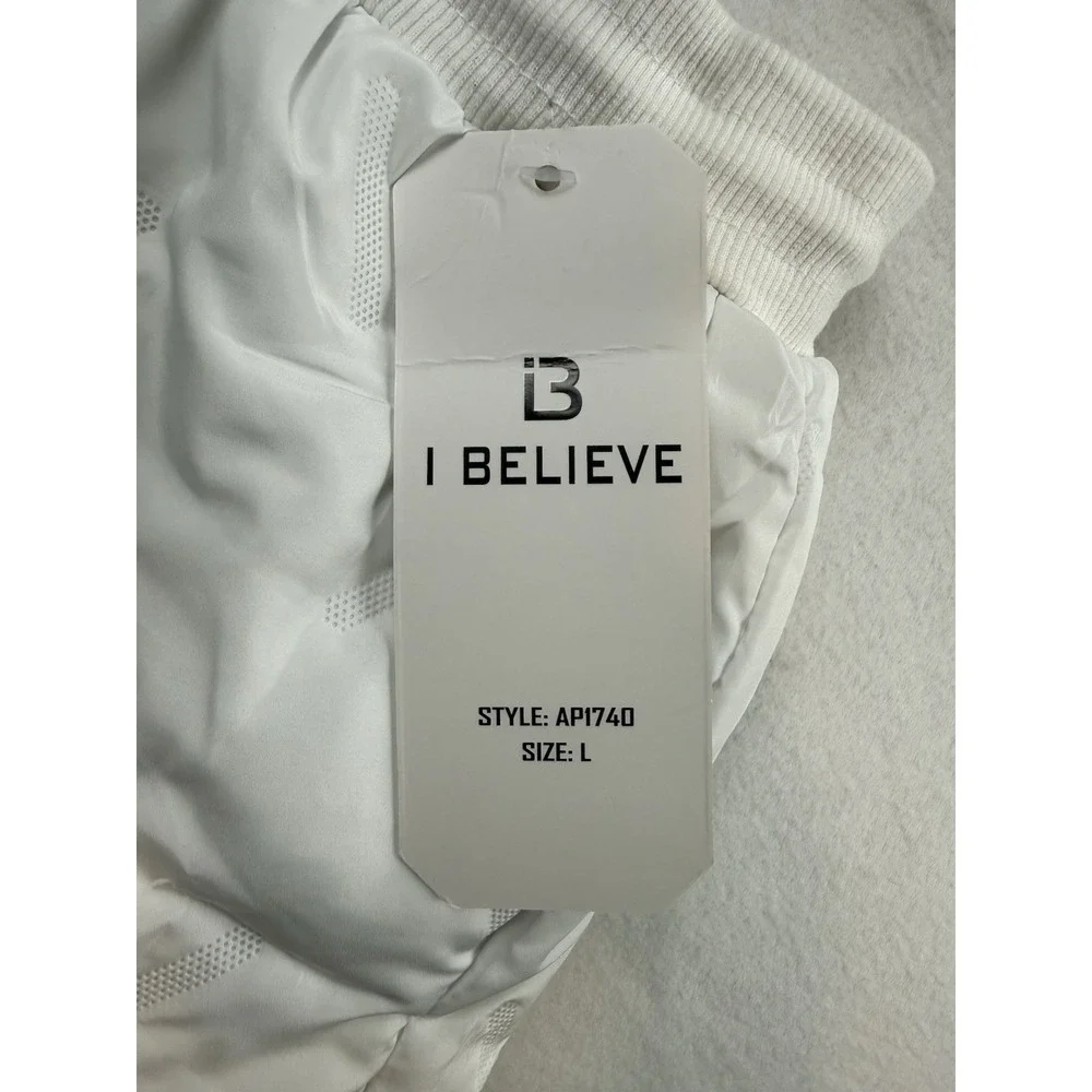 I Believe White Quilted Snow Pants Women's L